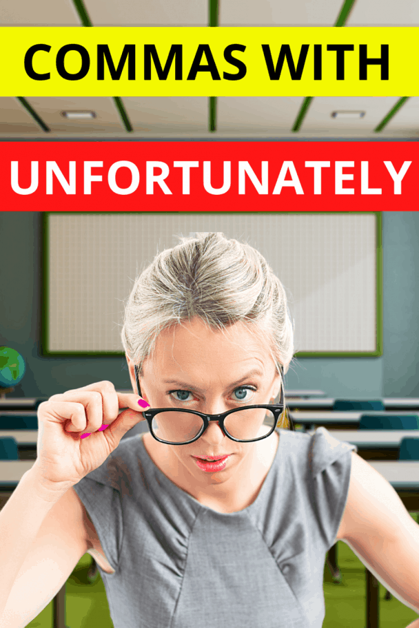 Comma before or after "unfortunately" The Definitive Guide
