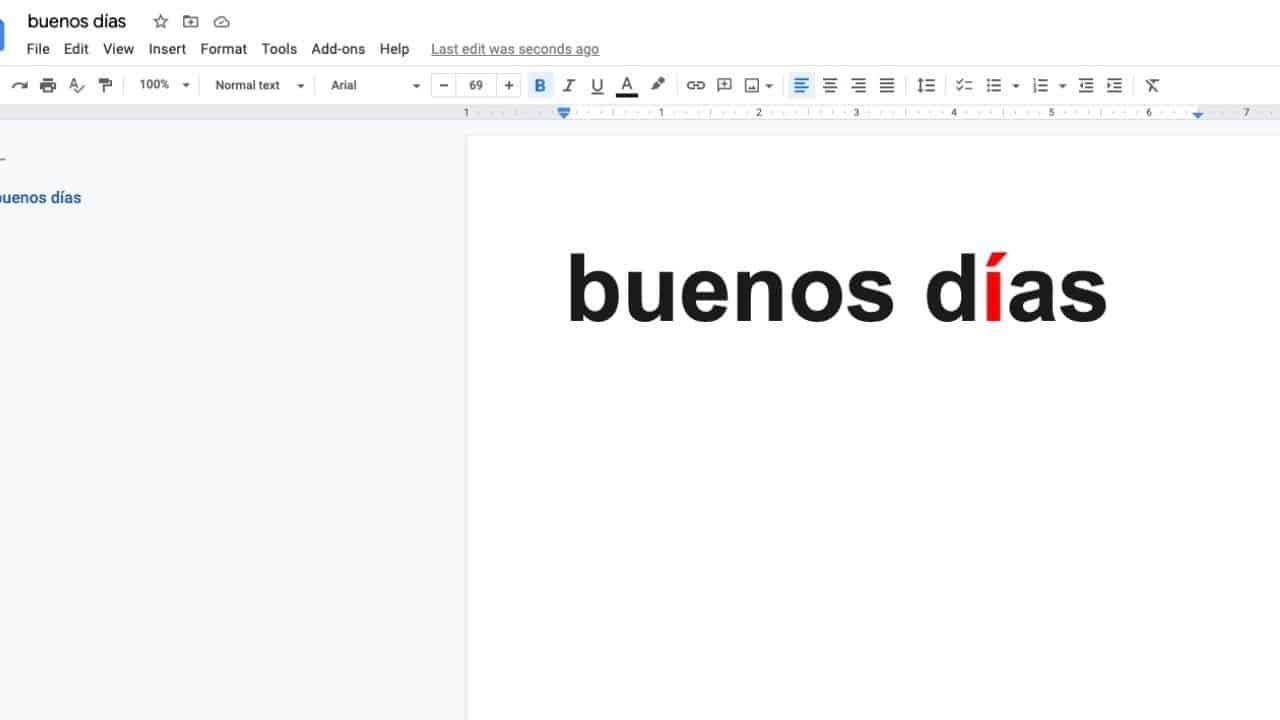 spanish e with tilde in google docs