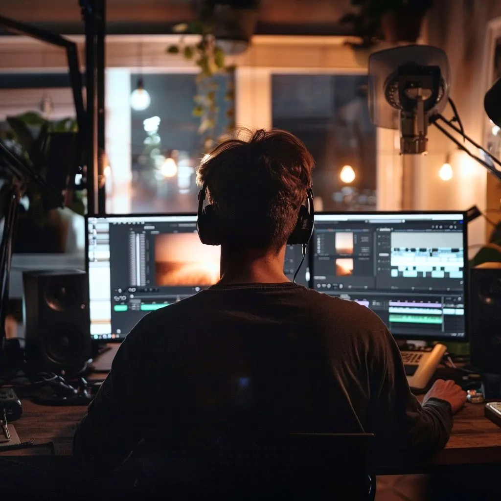 A Video Editor In Front of the Computer