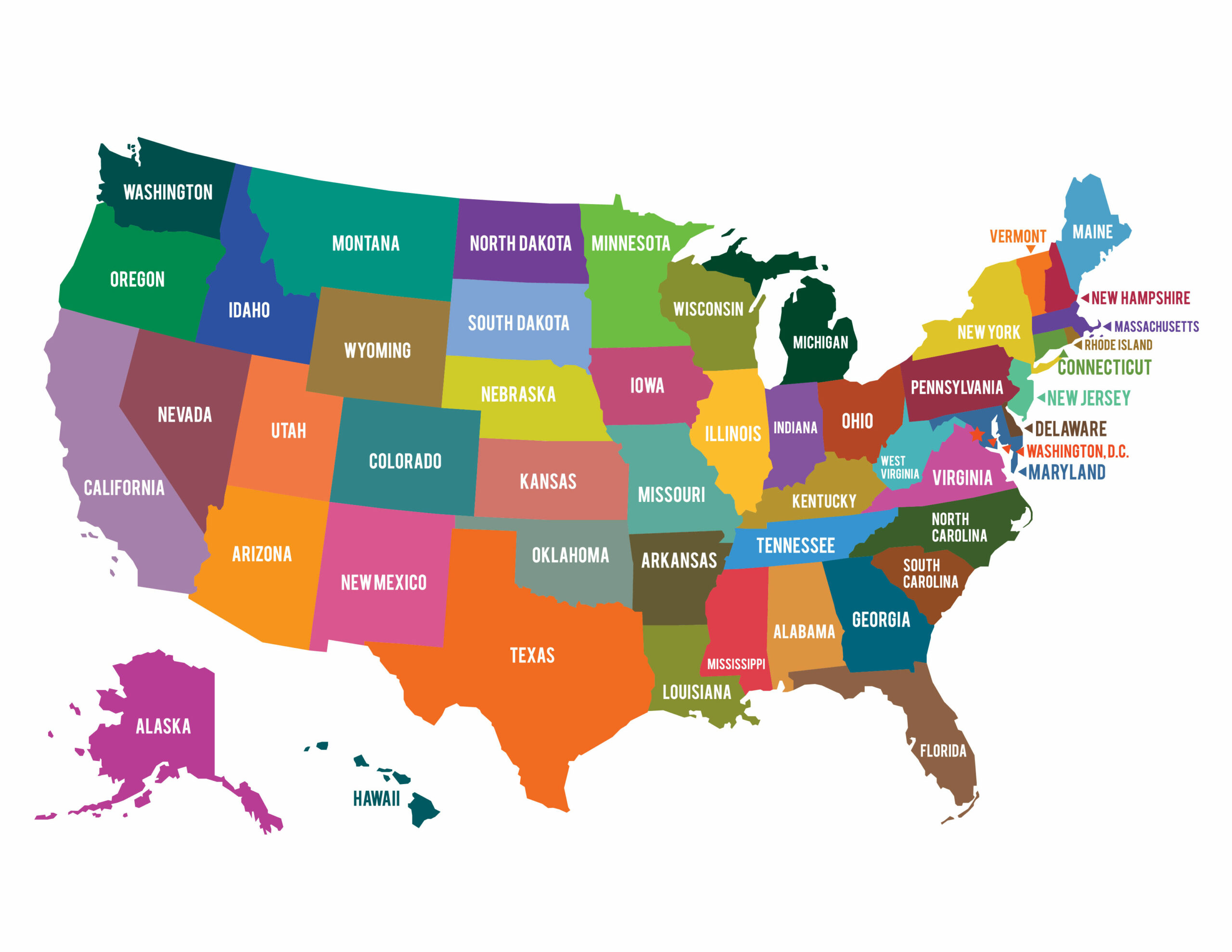 50 States Map USA