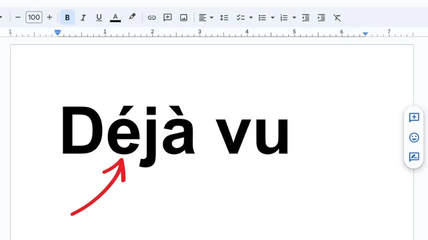 e with accent mark in Google Docs