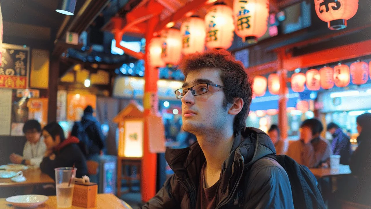 European Student in a Japanese Restaurant