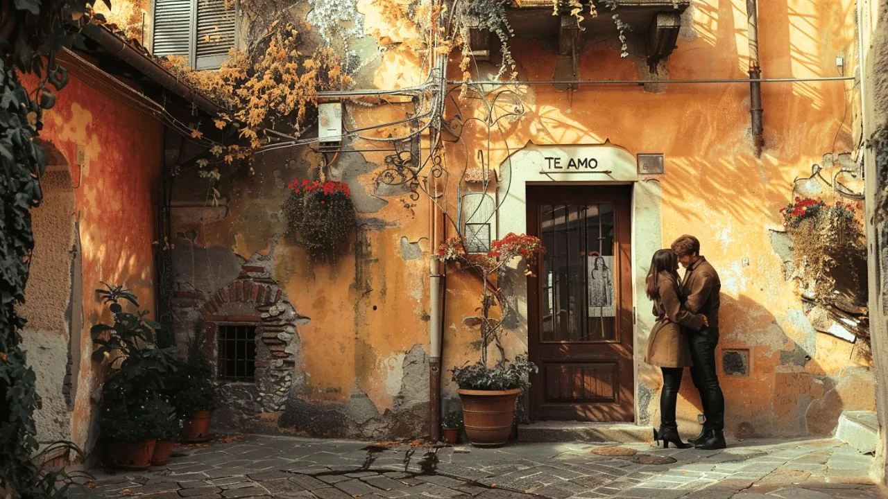 Two Lovers in Italy in a Romantic Setting