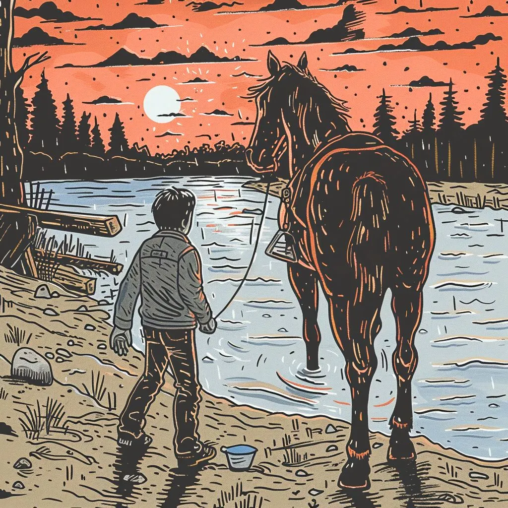 A Kid Leading a Horse to Water