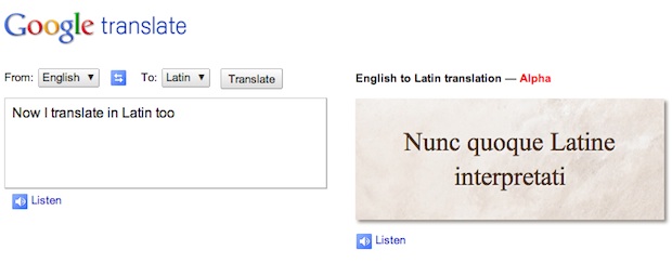 English to latin translation google